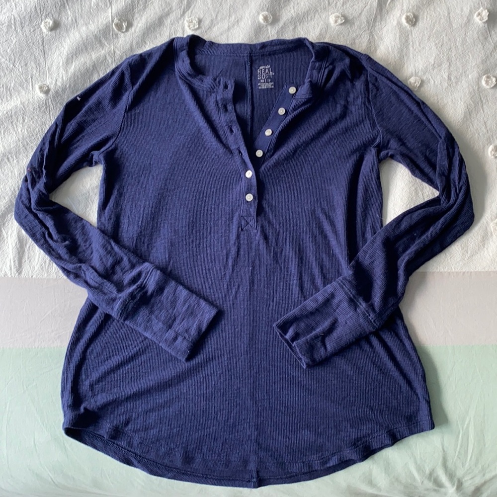 Navy ribbed long sleeve